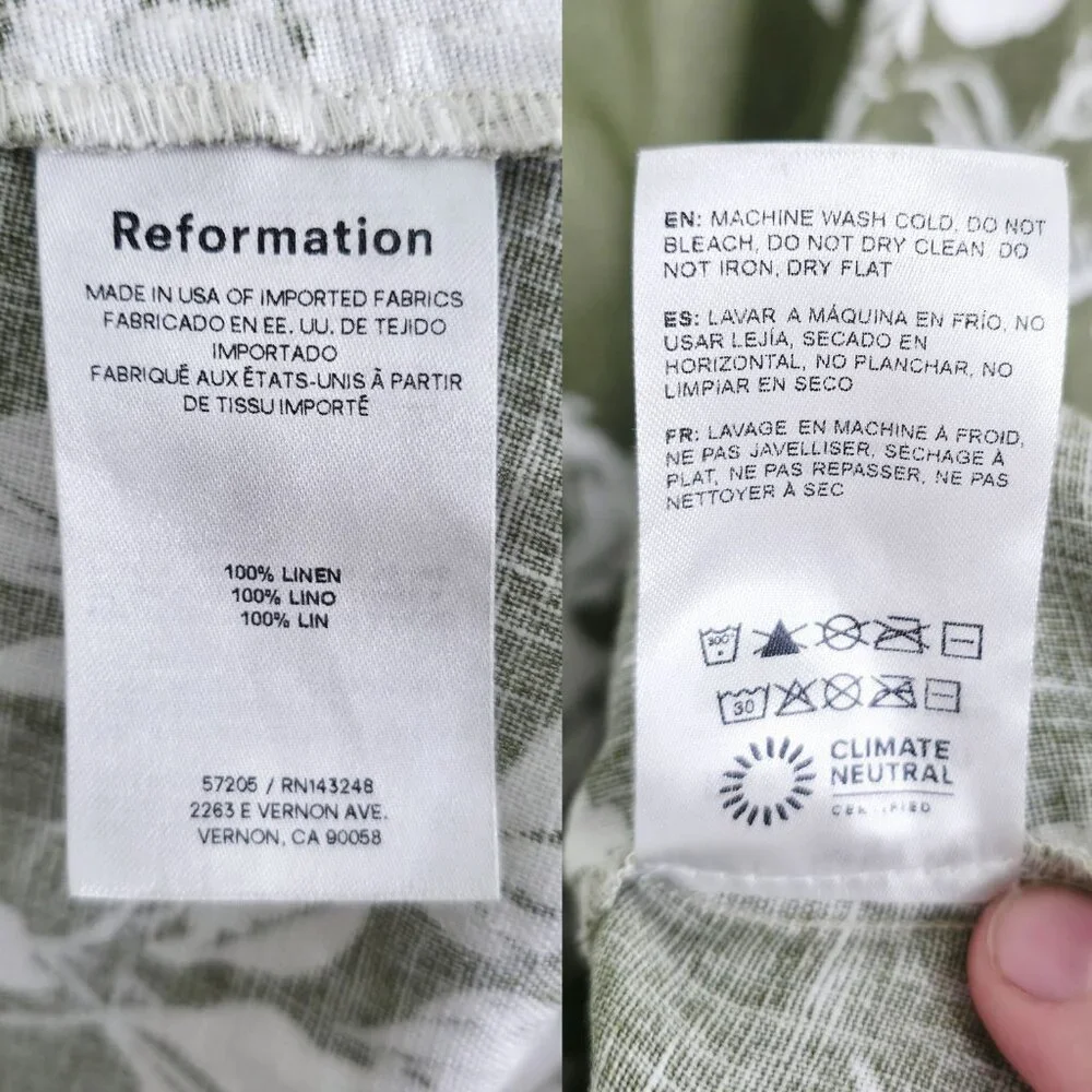 Reformation Samara Midi Dress Willow Green Floral Linen Cut Out Open Back Size 2 - Picture 8 of 11